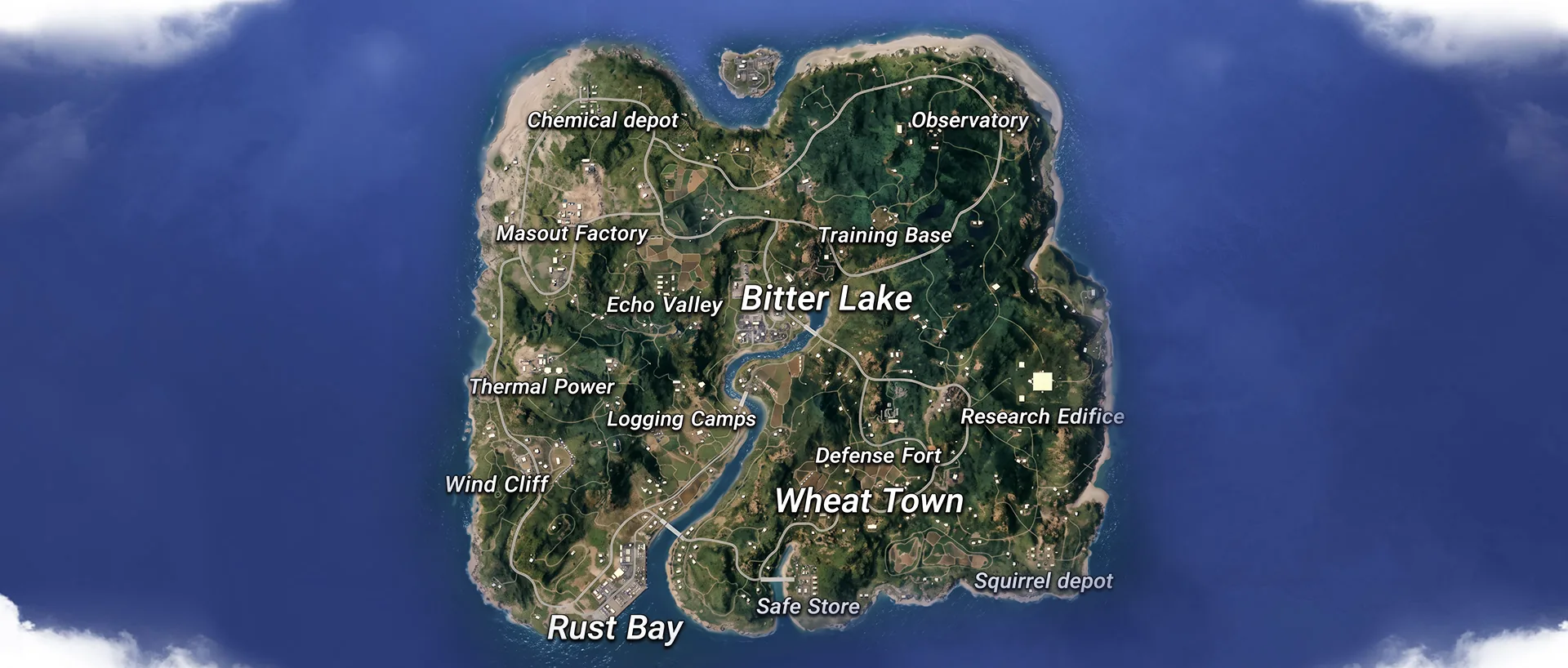 ROS: Origin island map — Bitter Lake, Wheat Town, Rust Bay and more
